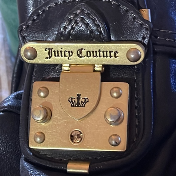 Y2K Juicy Couture Black Leather HoBo Bag w/ Gold Hardware - Picture 2 of 11